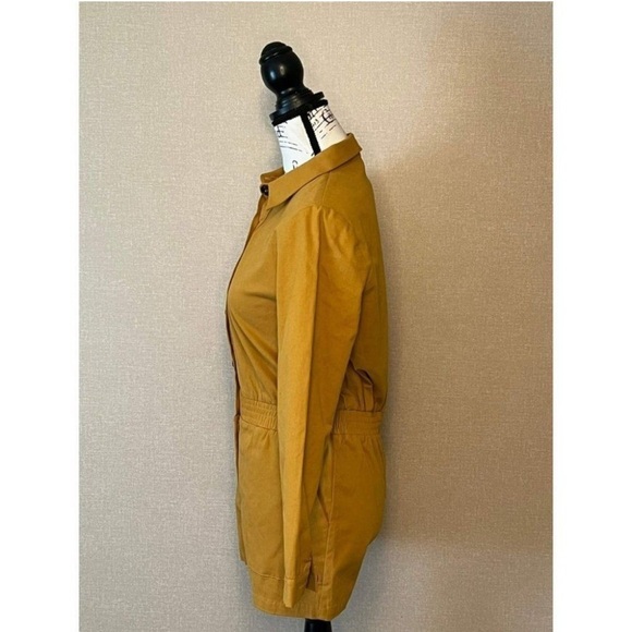 Anthro See U Soon Womens Yellow Long Sleeve Shirt Romper sz Small Button - Picture 4 of 11